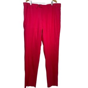 Paul Fredrick 42 NWT 100%‎ Linen Classic Fit Berry Red Pants Unhemmed